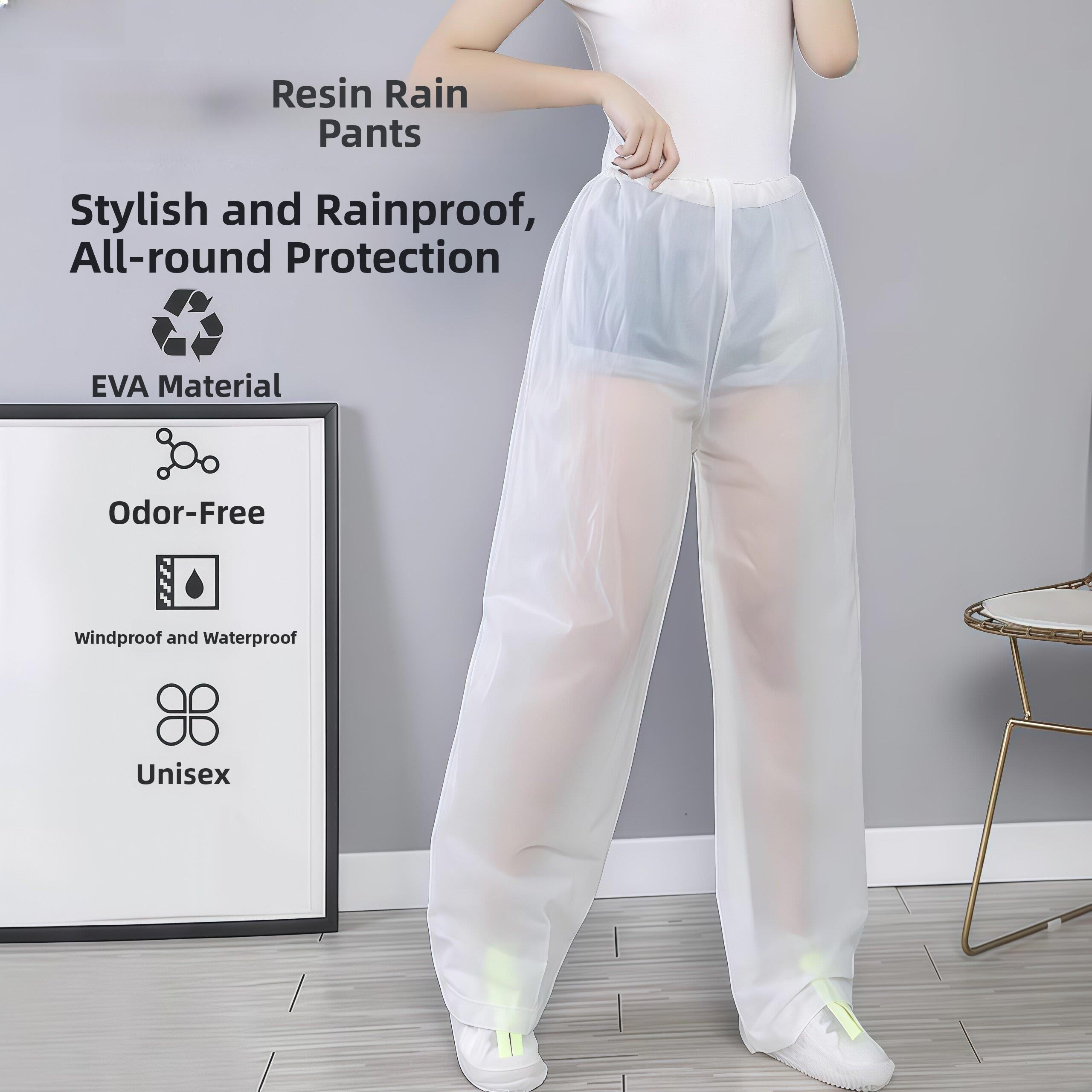 Cycling Commute In Rain - Waterproof Thickened Plastic Rain Pants Men's