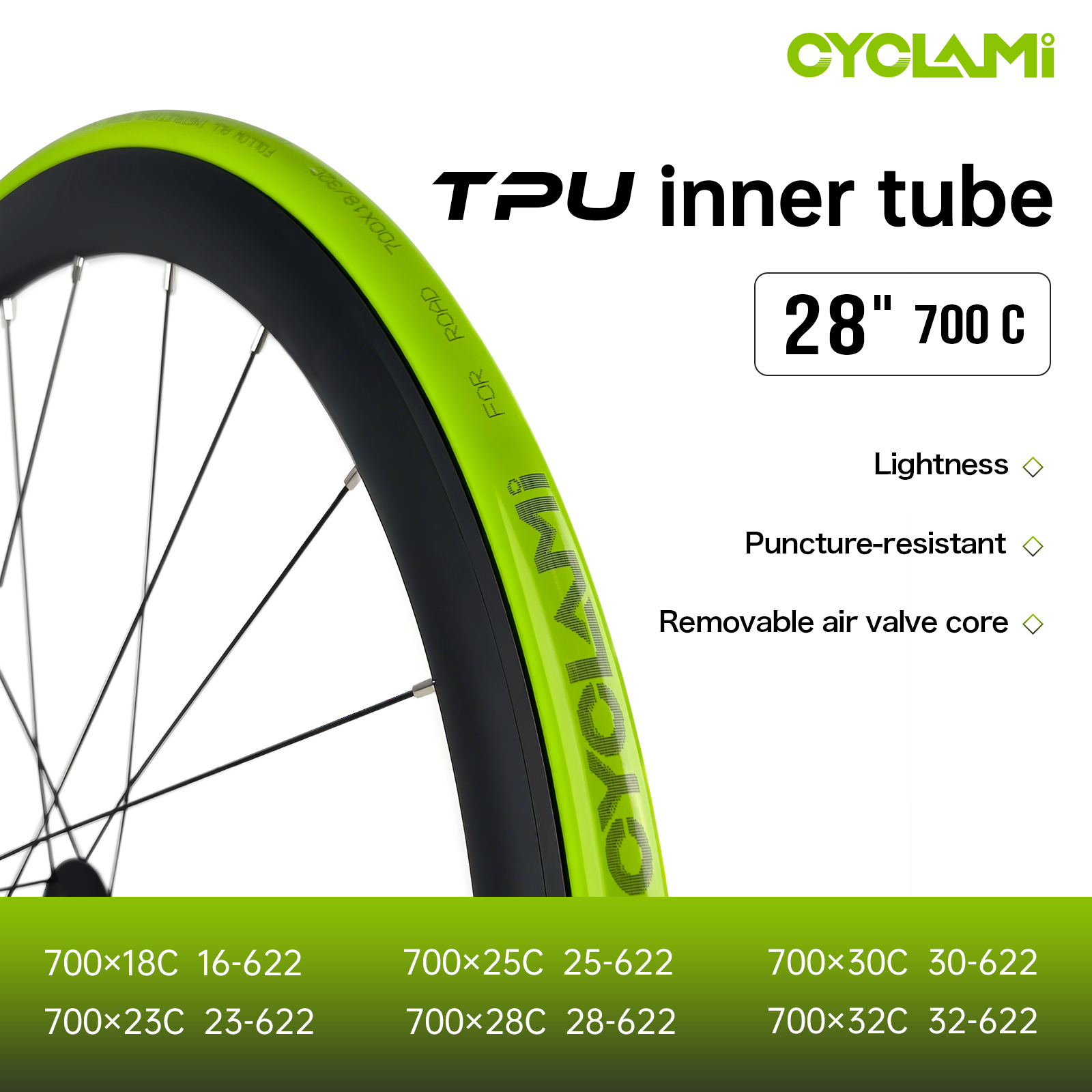 CYCLAMI Ultralight TPU Bike In - Inner Tube 700C 评论和价格