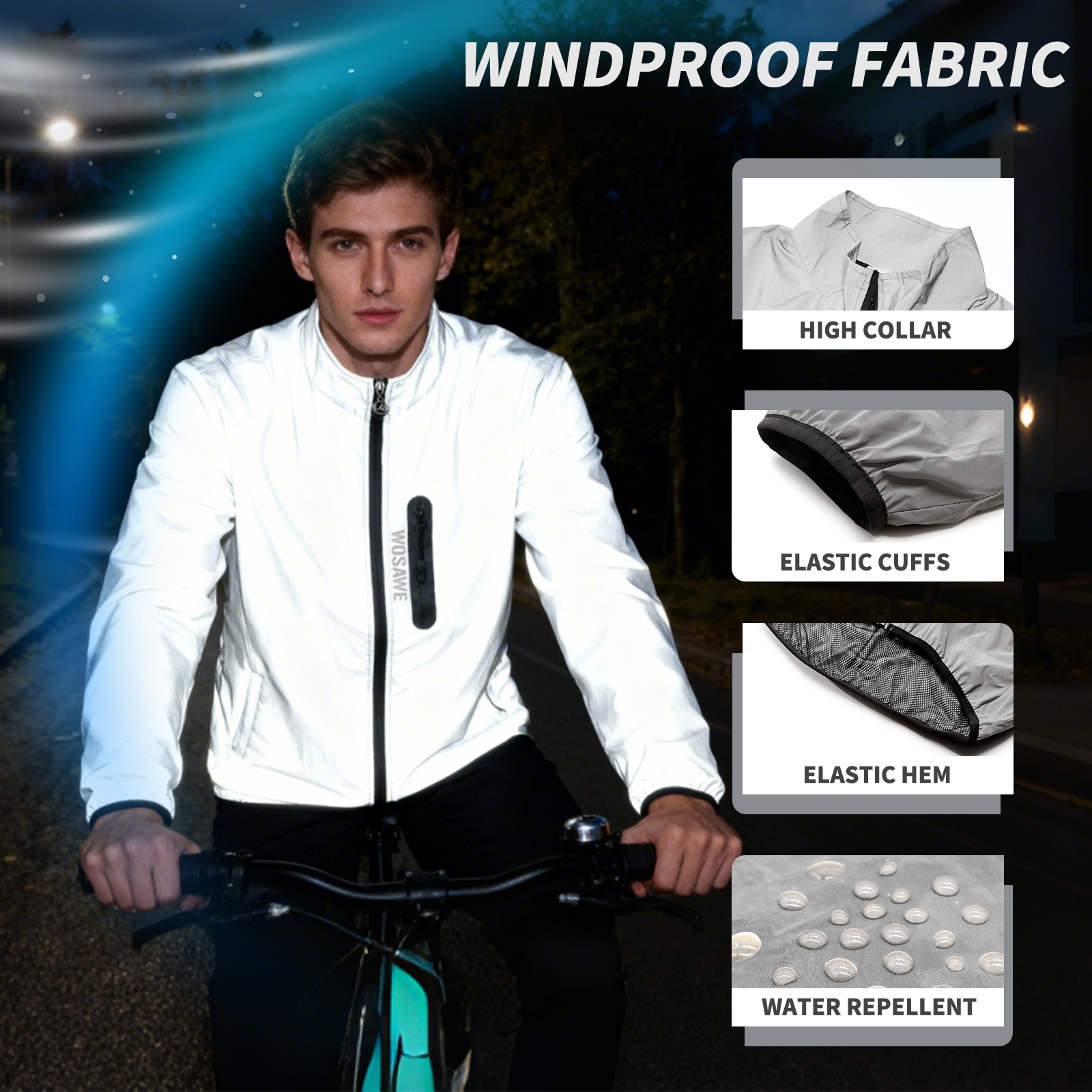 WOSAWE Men's Fully Reflective  - Cycling Rain Jacket Commute 评论和价格