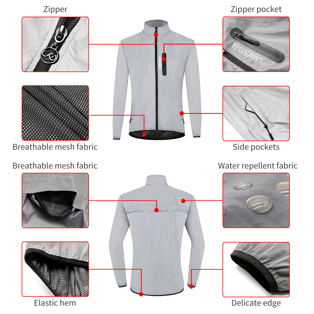 WOSAWE Men's Fully Reflective  - Cycling Rain Jacket Commute 评论和价格