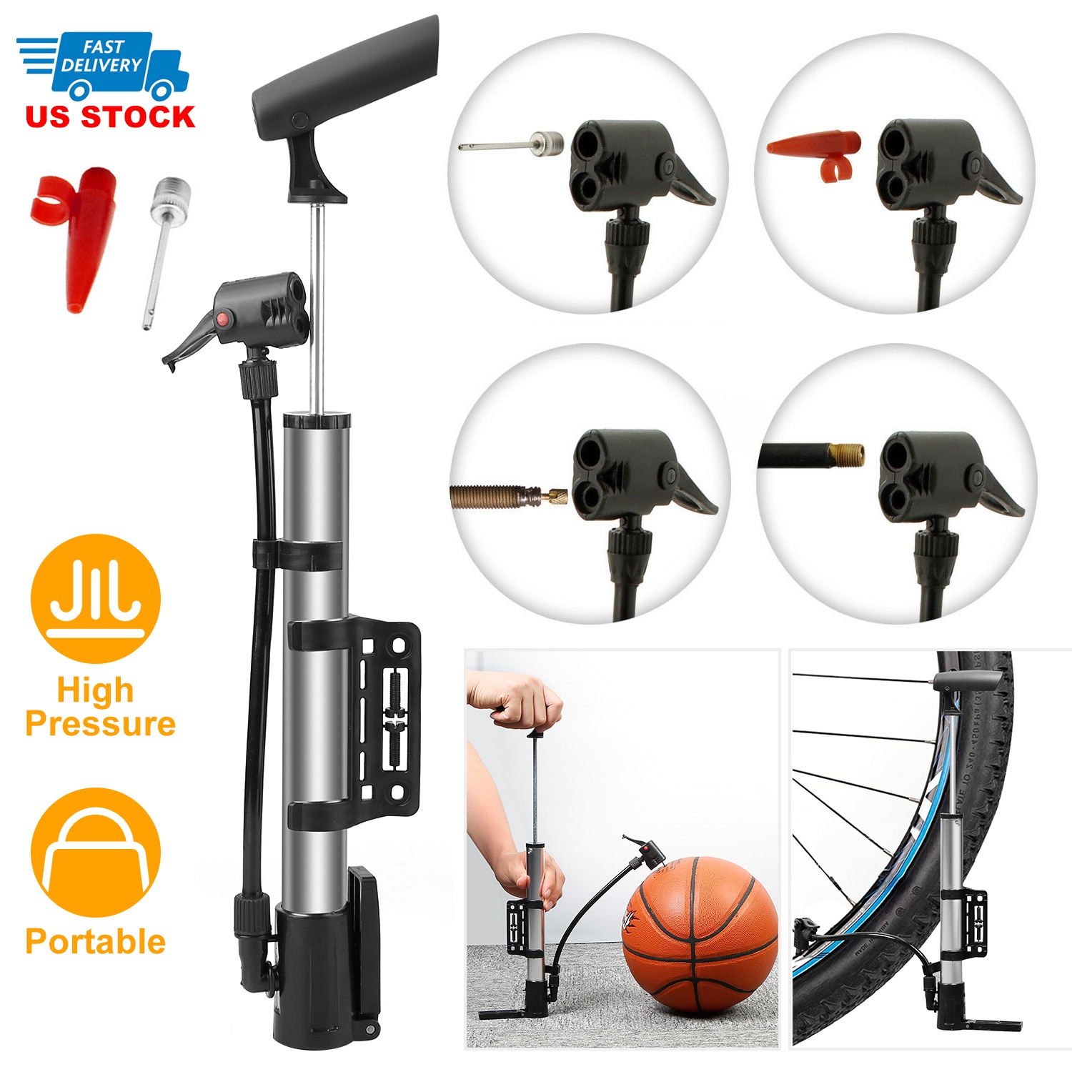 Portable Bike Pump Tire Inflat - Bike Pump Frame Mount 评论和价格
