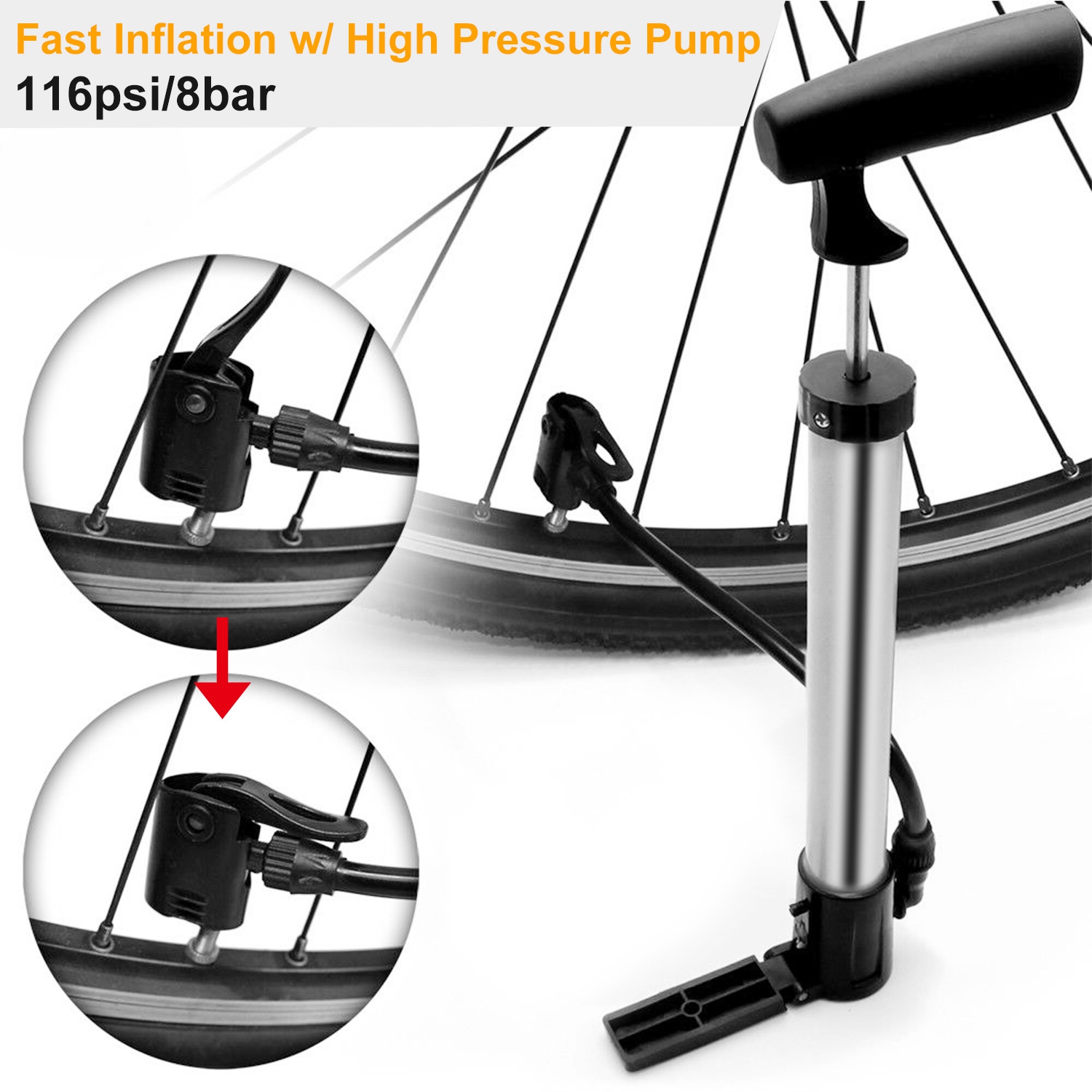Portable Bike Pump Tire Inflat - Bike Pump Frame Mount 评论和价格