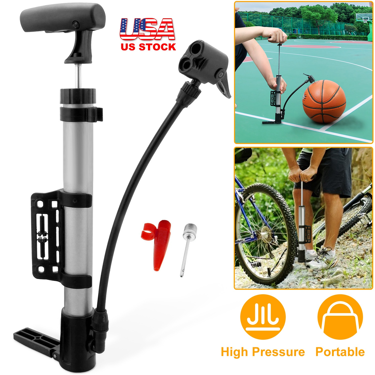 Mini Portable Bike Tire Pump,  - Bike Pump Frame Mount 评论和价格
